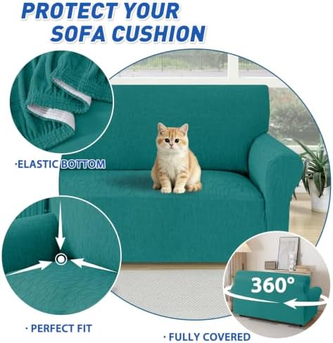 MAXIJIN Waterproof Oversized Couch Covers (91"-110"), Stretch Extra Large Sofa Cover Slipcovers with Non Slip Elastic Bottom, Pet Friendly Furniture Protector Washable (X-Large, Blackish Green)