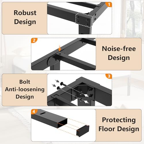 VINGLI 16 Inch Twin Bed Frame, Heavy Duty Metal Platform, No Box Spring Needed, Sturdy Steel Slat Support, Easy Assembly, Noise-Free, 14.4 Inch Underbed Storage,Black