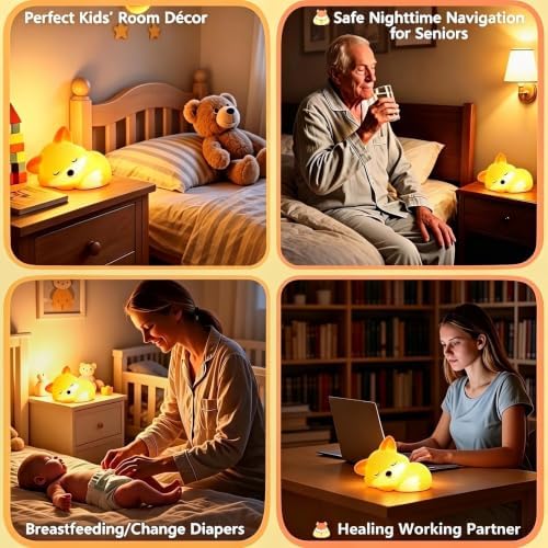 YR YRHH-PET Cute Fox Lamp, Squishy Animal Night Light, Kids Baby Fox Gifts