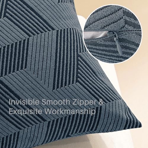 JIVINER Decorative Geometrical Throw Pillow Covers 18 x 18 Inch, Set of 2 Soft Modern Pattern Pillow Covers for Sofa, Couch, Living Room, Dark Grey