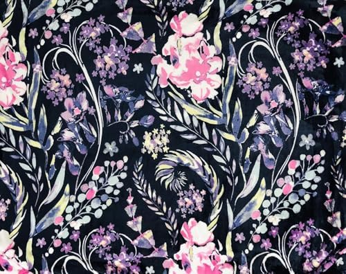 Soft Fleece Throw Blanket, Bohemian Boho Blue Floral Purple Pink, 50x70