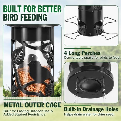 FEED GARDEN Squirrel Proof Bird Feeder for Outdoors Hanging, 2.5LB Capacity