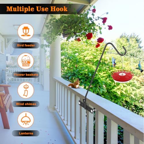 FEED GARDEN 2 Pack 13.5 Inch Deck Hooks for Vertical Railing, Adjustable Deck Bird Feeder Hanger for Hanging Lanterns, Wind Chimes, Flower Baskets, Suet Feeders