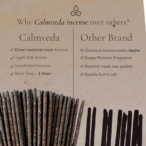 Ayurvedic Sandalwood Incense Sticks Natural - for Calm, 24+ Smudge Sticks