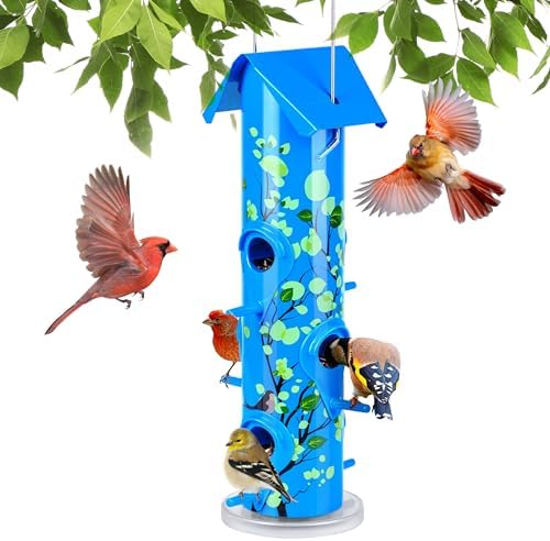 Kingsyard Metal Bird Feeders for Outdoors Hanging, Tube Bird Feeder