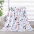 Floral Bird Blanket Ultra Soft Watercolor Flowers Throw Blankets Wildflower Flannel Fleece Throw Botanical Warm Cozy Fuzzy Plus Gifts Cabin Blanket for Bed Sofa, 50" X 60"