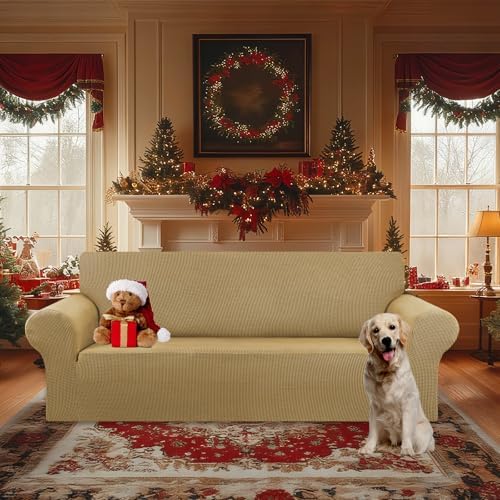 KEKUOU Stretch Oversized Couch Covers for Sofa Slipcover,Tan