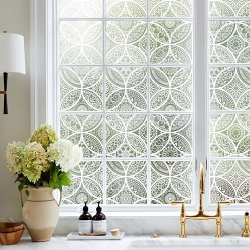 DKTIE Bohemian Stained Glass Window Film Easy to Install 35.4" x 78.7"