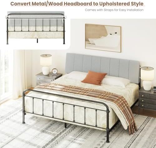 King Size Headboard Only-No Assembly Required, Light Gray