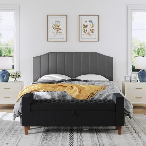 Furpopup Velvet King Headboard Only, Wall and Bed Frame Mount, Dark Gray