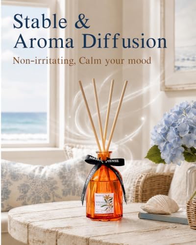 M&SENSE Reed Diffuser, Madagascar Vanilla, 7.7 oz Natural Essential Oil