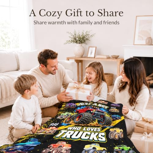 Truck Blankets for Boys, Flannel Car Gifts for Kids Toddlers