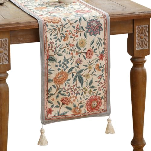 bilin gaier Designer French Vintage Printed Table Runner,87"x12"