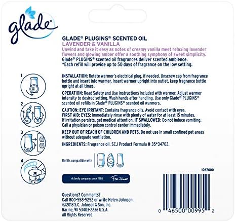 Glade PlugIns Air Freshener Refills, Lavender & Vanilla, 5 Count