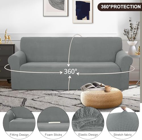 U-NICE HOME Oversized Stretch Couch Cover Slipcover, Grey