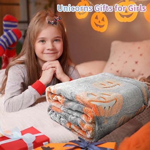 TEHALK Cute Halloween Blanket for Couch, Spooky Blanket for Boys/Girls/Kids/Teens, Pumpkin Blankets for Women/Men 40"x 60"