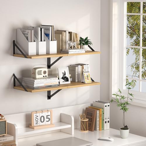 Heimlove 16W x 12D Deep Floating Shelves Set of 2 Oak