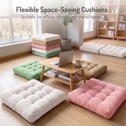 Floor Pillows Set of 2, Large Meditation Cushion for Adults, 22 Inch Square