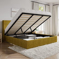 SHA CERLIN King Size Lift Up Hydraulic Storage Bed Frame Olive Yellow
