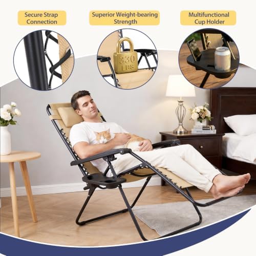 Sweetcrispy Zero Gravity Chairs Set of 4, Reclining Camp Chair