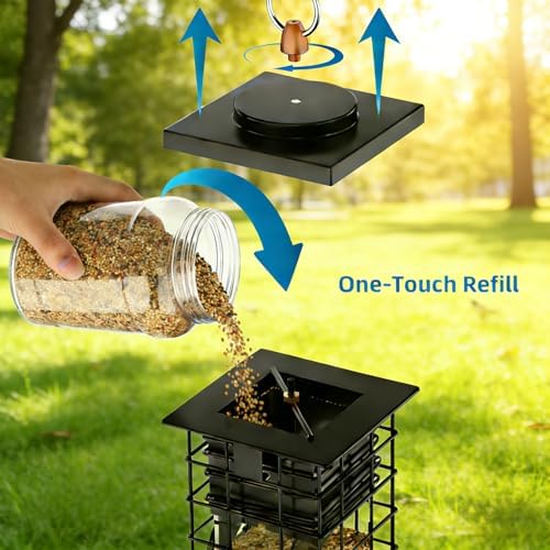 Metal Squirrel Proof Bird Feeder,2.5LB Capacity,Easy Refill & Clean