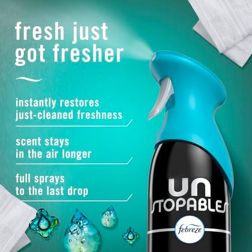 Febreze Air Mist, Air Freshener Spray, Odor Fighting Room Spray, Deodorizer for Home Bathroom Kitchen Office Apartment Dorm Room Classroom, Unstopables Fresh Scent, 8.1oz (Pack of 6)