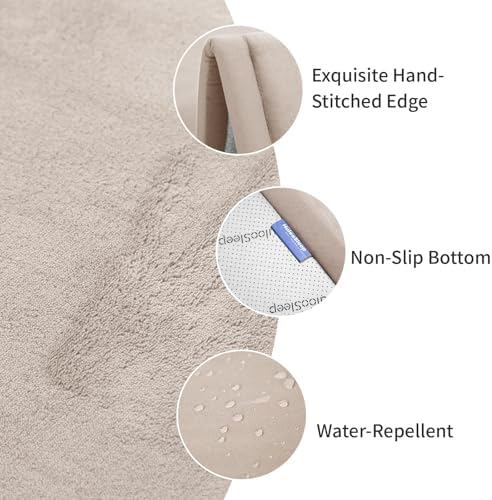 2" Thick Play Mat for Babies Toddlers,Extra Safety Anti-Fall Cushion Mat, Non-Slip Water-Repellent Coral Velvet,28"x72" Bedside Rug for Kids Room (Beige)