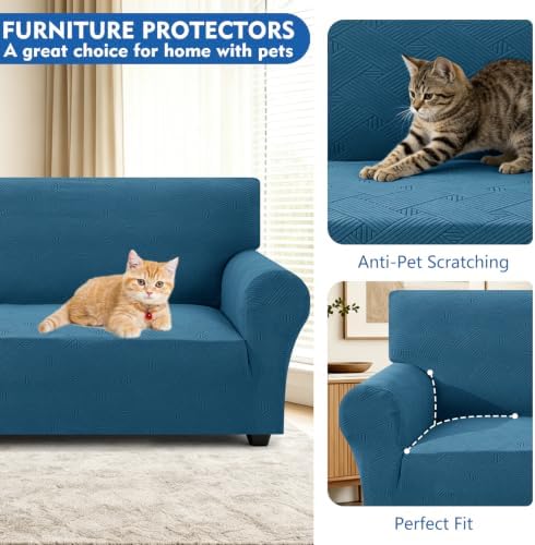 XINEAGE Loveseat Slipcover Pet Friendly, Stretch Couch Cover,Peacock Blue