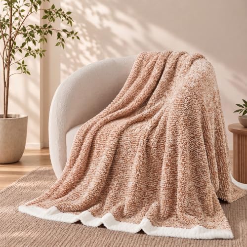 Monbix Soft Twin Blanket for Bed-Cozy Warm Reversible Knitted Blankets