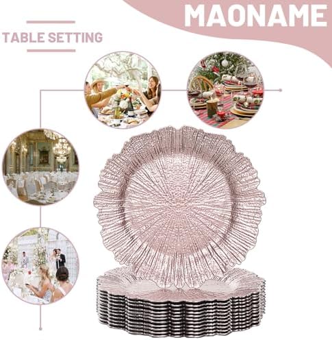 MAONAME Pink Charger Plates Set of 12, Reef Chargers for Dinner Plates