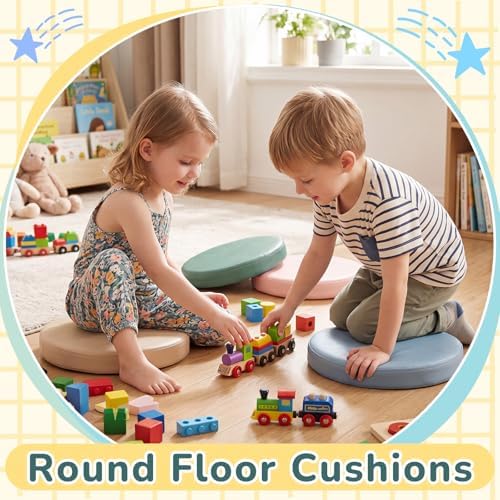 Juexica 6 Pcs Extra Thick Flexible Seating Floor Cushions Assorted Colored Pillow Floor Cushions for Classroom Soft Flexible Seating for Kids Learning Sitting Daycare School Chair (Morandi Colors)