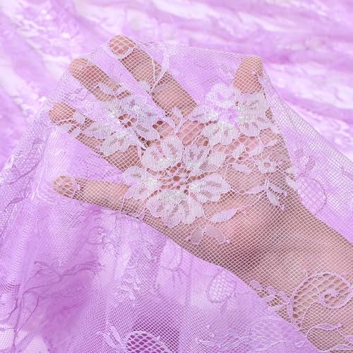 Light Purple Tablecloth Outdoor Lace Table Fabric 2pcs 60x120 Inch for Home