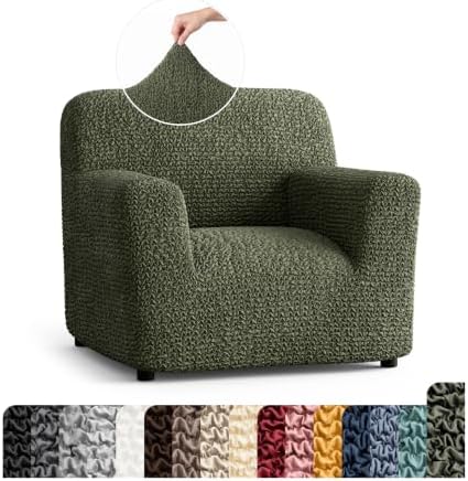 PAULATO Premium Stretch Couch Covers for Sofa - Sofa Chair Cover Washable, Dogs & Pets Friendly - Elastic Polyester Loveseat Slipcovers - Non-Slip Love Seat Couch Covers - Moss Green (21"-39" Wide)