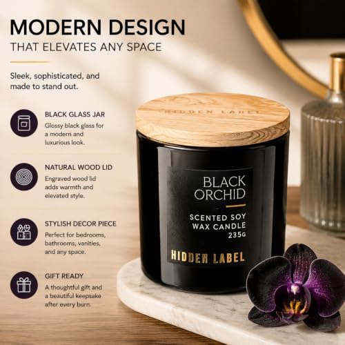 Hidden Label Black Orchid Scented Candle, 8.3 oz