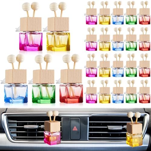 Zubebe 30 Pcs Car Diffuser Vent Clip Empty Diffuser Bottle, Colorful