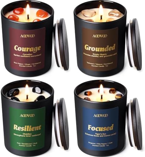 AOOVOO Crystal HEAL Candles Set - 4 Pack Candles for Home Scented