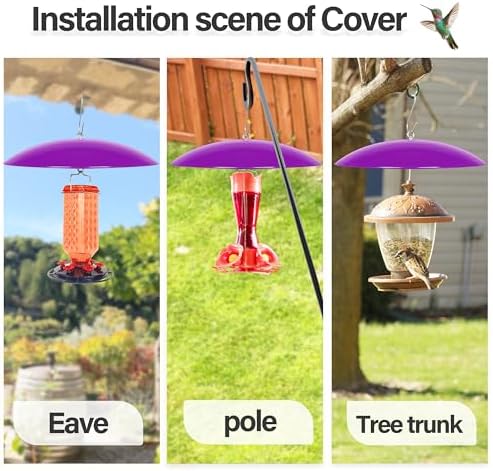 13" Bird Feeder Rain Cover,Bird Feeder Dome,Hummingbird Feeder Guard, Proof Bird Feeders Baffle,Smart Birds Feeder's Umbrella (Purple),2Pack