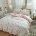 LifeTB Pink Flower Duvet Cover Twin XL Girls Aesthetic Floral Duvet Cover White Soft 100% Cotton Flower Bedding Set Cottage Floral Comforter Cover with Zipper Closure, Breathable, Easy Care