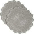Lightnpro Handmade Beaded Placemats Set of 2 – 13 Inch Round Silver Scalloped Charger Mats | Handcrafted Artisan Table Accessories, Elegant Decorative Dining Table Décor for Weddings & Holidays