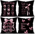 Black and Pink Room Decor Pillow Cover 18x18 Set of 4