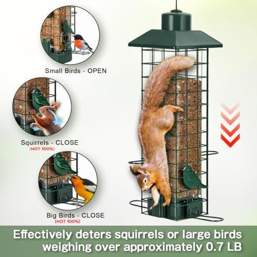 Gbekery Metal Squirrel Proof Bird Feeders for Outdoors Hanging, Green