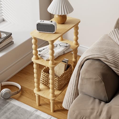 Veegle Narrow Side Table Small End Table for Small Spaces Oak