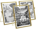 AceList Gold Picture Frames, Set of 3 Metal Floating Frame with Easel Stand