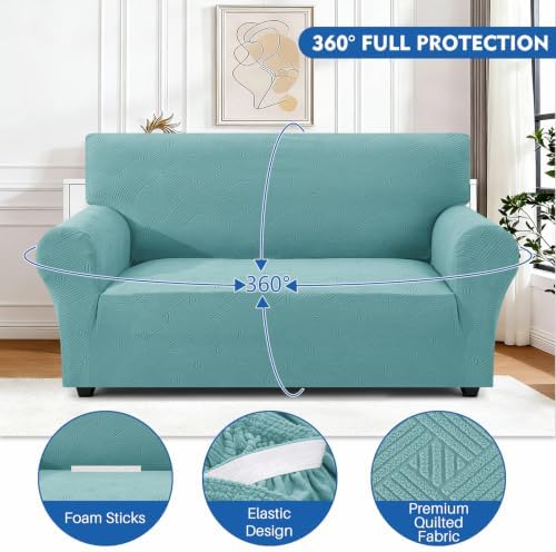 XINEAGE Loveseat Slipcover Pet Friendly, Stretch Couch Cover,Light Blue