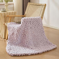 Bigacogo Chunky Knit Throw Blanket for Couch, 40x40 inches, Berry Haze