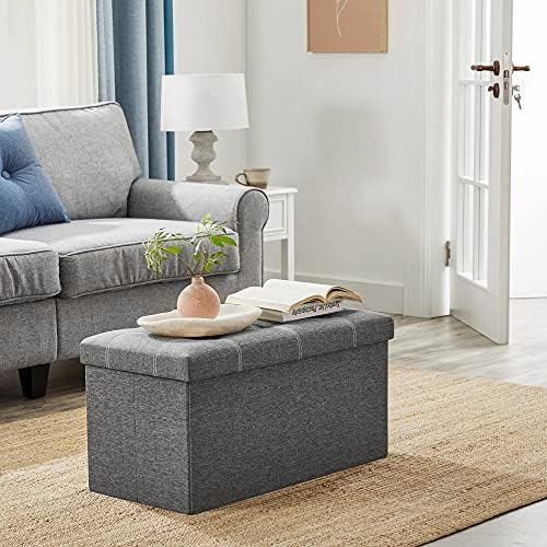 SONGMICS Ottoman Storage Bench, 21 Gal. Folding Chest, Holds 660 lb