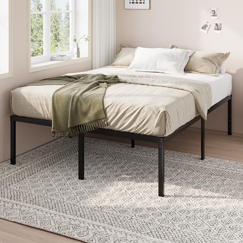Allewie Full Size Bed Frame, 18 Inch Metal Beds with Storage Space, Black