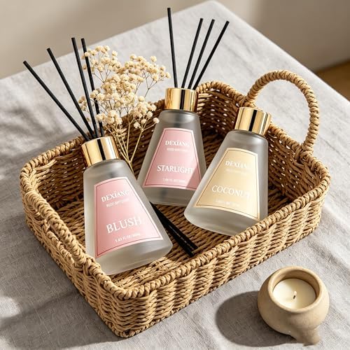 Reed Diffuser Set of 3 Pack, Blush/Starlight/Coconut Oil Diffuser Reed Diffusers for for Home, Bathroom, Office Decor, 1.7 Fl.oz, Total 5.1Oz