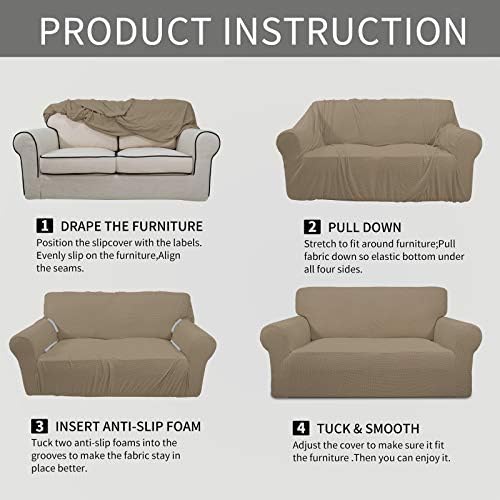 Easy-Going Stretch 4 Seater Oversized Sofa Couch Cover Natural