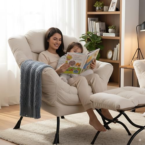 LITA Lazy Chair with Ottoman, Comfy Accent Reading Chair